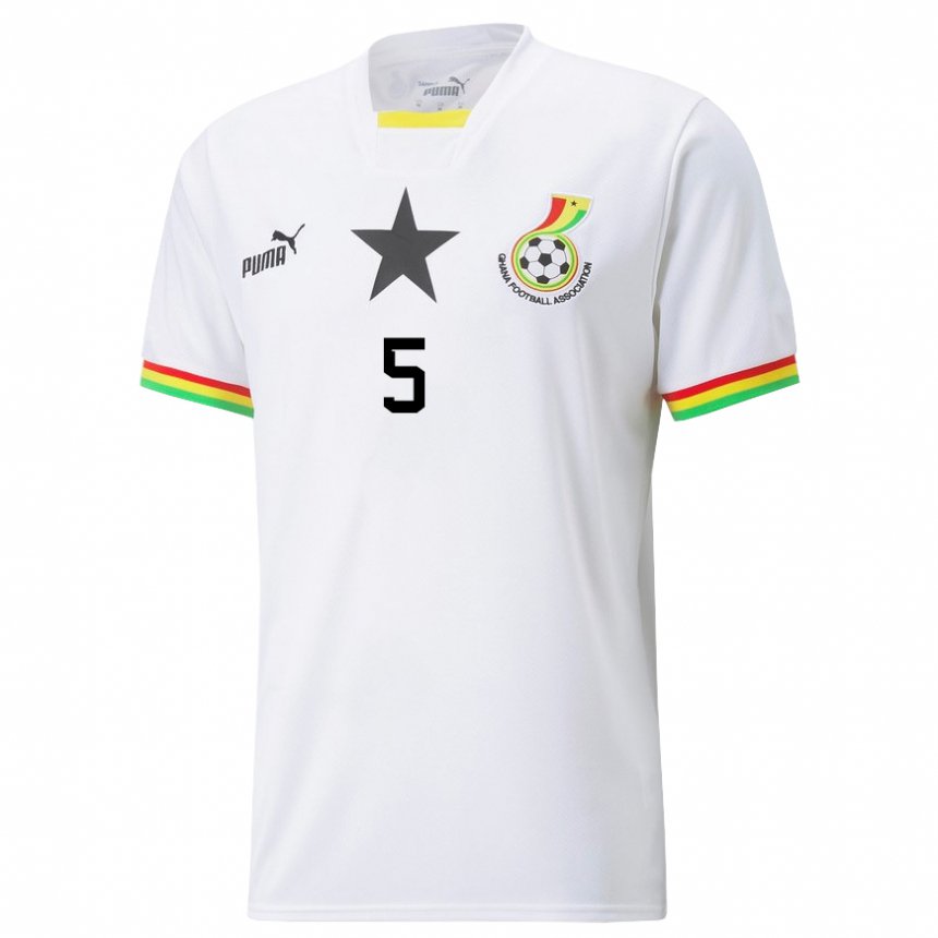 Homme Maillot Ghana Thomas Partey #5 Blanc Tenues Domicile 22-24 T-shirt Suisse
