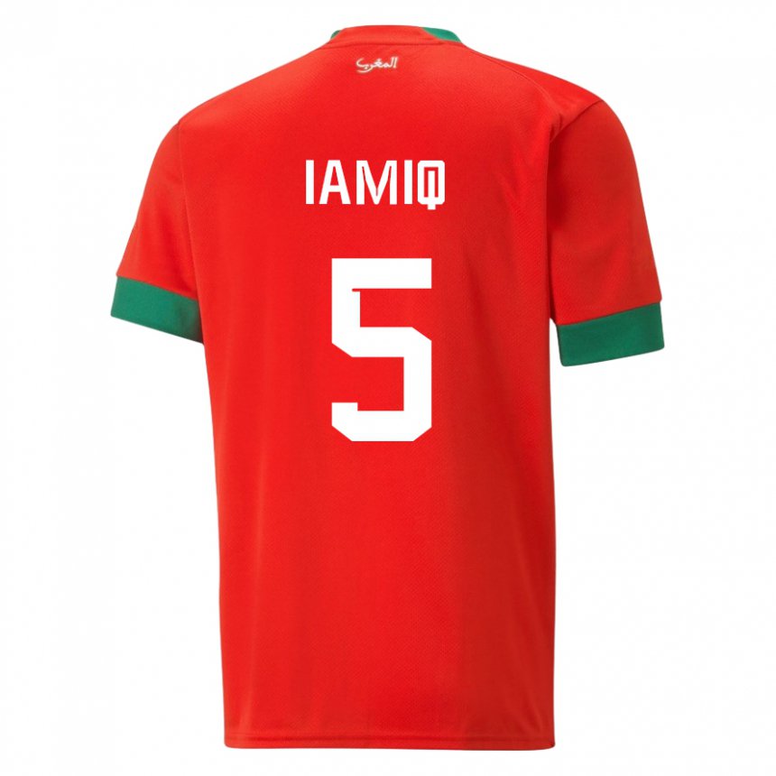 Homme Maillot Maroc Jawad Iamiq #5 Rouge Tenues Domicile 22-24 T-shirt Suisse