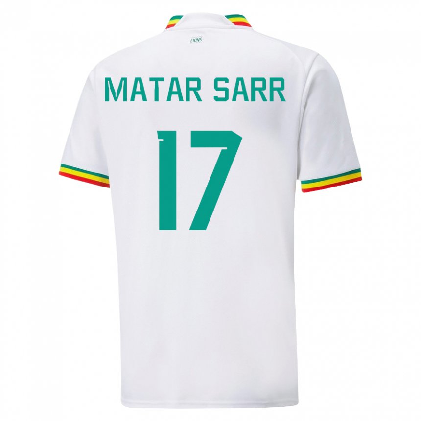 Homme Maillot Sénégal Pape Matar Sarr #17 Blanc Tenues Domicile 22-24 T-shirt Suisse