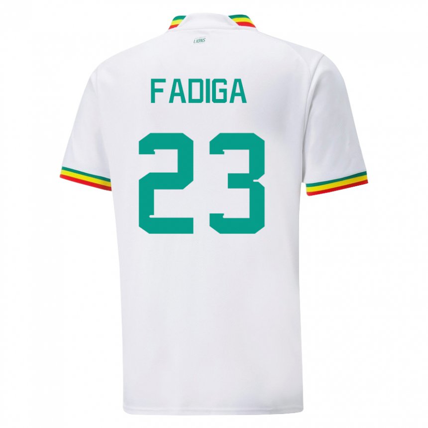 Homme Maillot Sénégal Noah Fadiga #23 Blanc Tenues Domicile 22-24 T-shirt Suisse