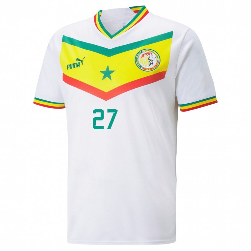 Homme Maillot Sénégal Nicolas Jackson #27 Blanc Tenues Domicile 22-24 T-shirt Suisse