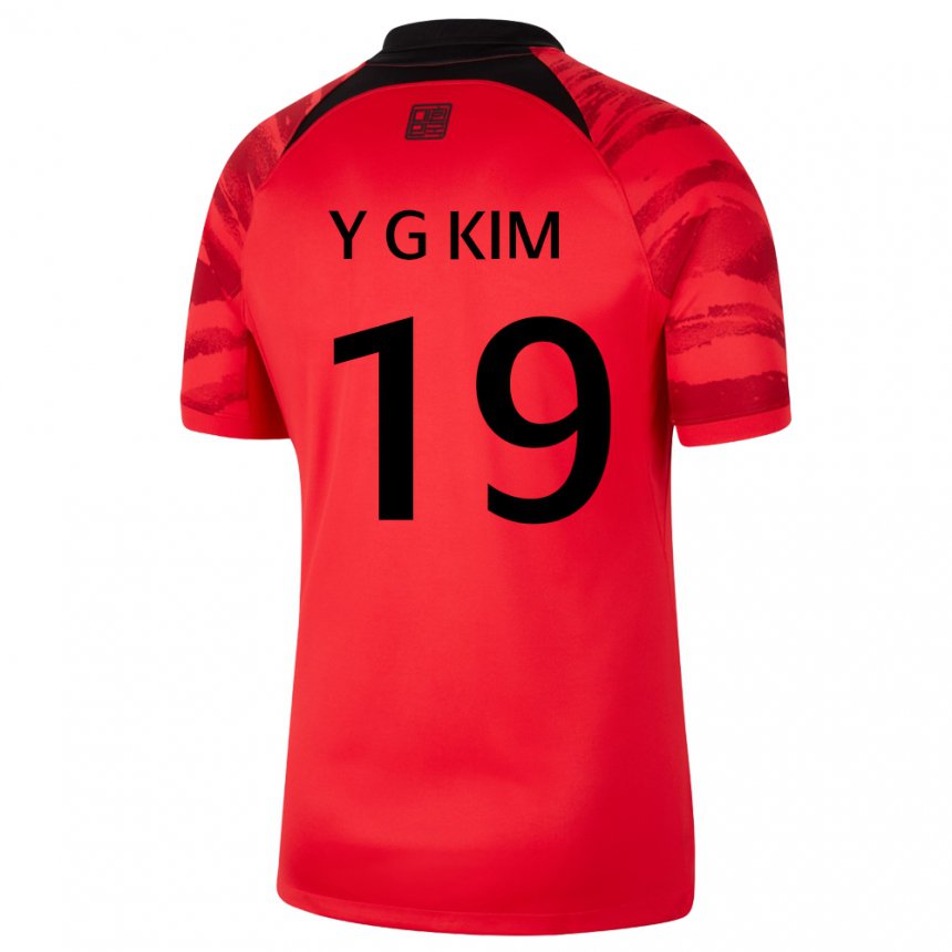 Herren Südkoreanische Young-gwon Kim #19 Rot Schwarz Heimtrikot Trikot 22-24 T-shirt Schweiz