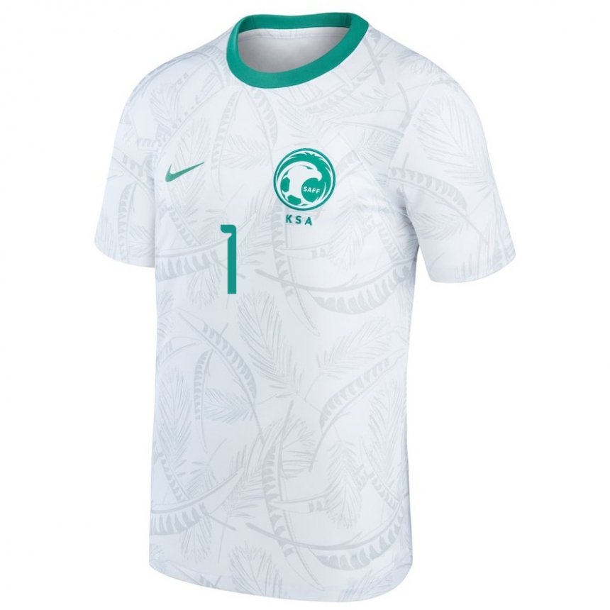 Homme Maillot Arabie Saoudite Mohammed Al Rubaie #1 Blanc Tenues Domicile 22-24 T-shirt Suisse