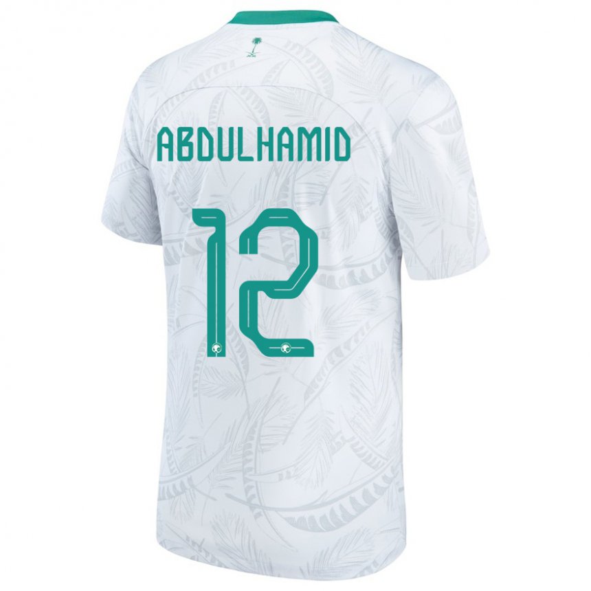 Homme Maillot Arabie Saoudite Saud Abdulhamid #12 Blanc Tenues Domicile 22-24 T-shirt Suisse