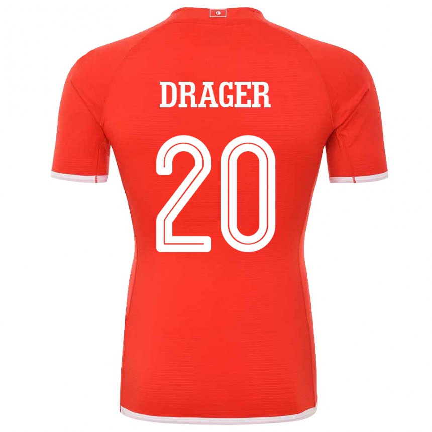 Herren Tunesische Mohamed Drager #20 Rot Heimtrikot Trikot 22-24 T-shirt Schweiz