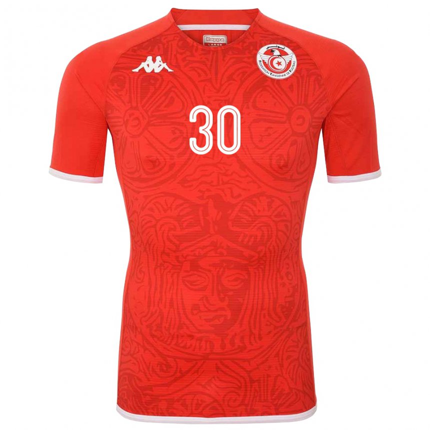 Homme Maillot Tunisie Yann Valery #30 Rouge Tenues Domicile 22-24 T-shirt Suisse