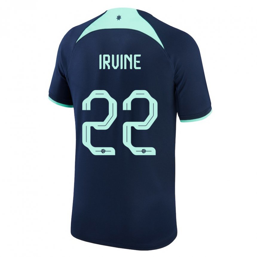 Herren Australische Jackson Irvine #22 Dunkelblau Auswärtstrikot Trikot 22-24 T-shirt Schweiz