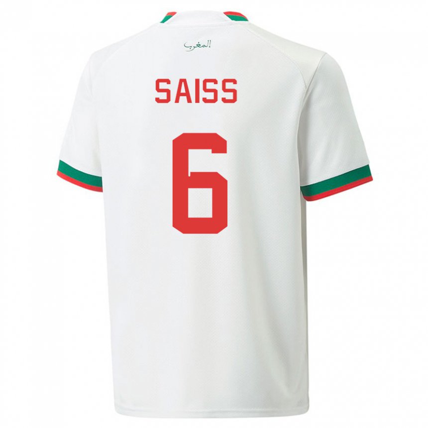 Homme Maillot Maroc Romain Saiss #6 Blanc Tenues Extérieur 22-24 T-shirt Suisse