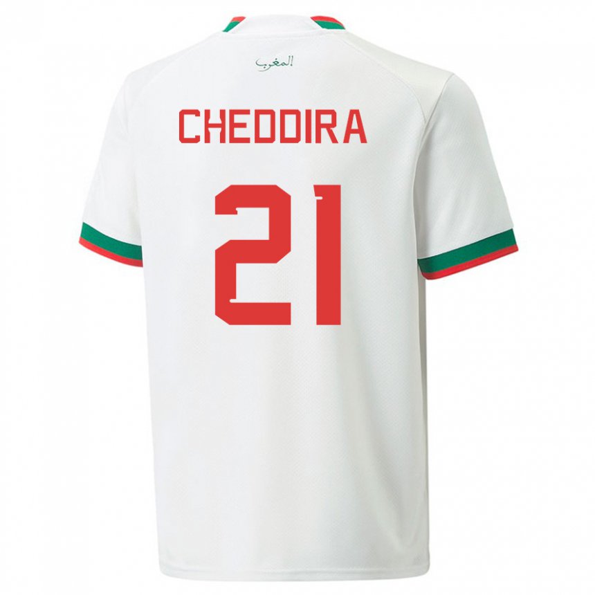 Herren Marokkanische Walid Cheddira #21 Weiß Auswärtstrikot Trikot 22-24 T-shirt Schweiz