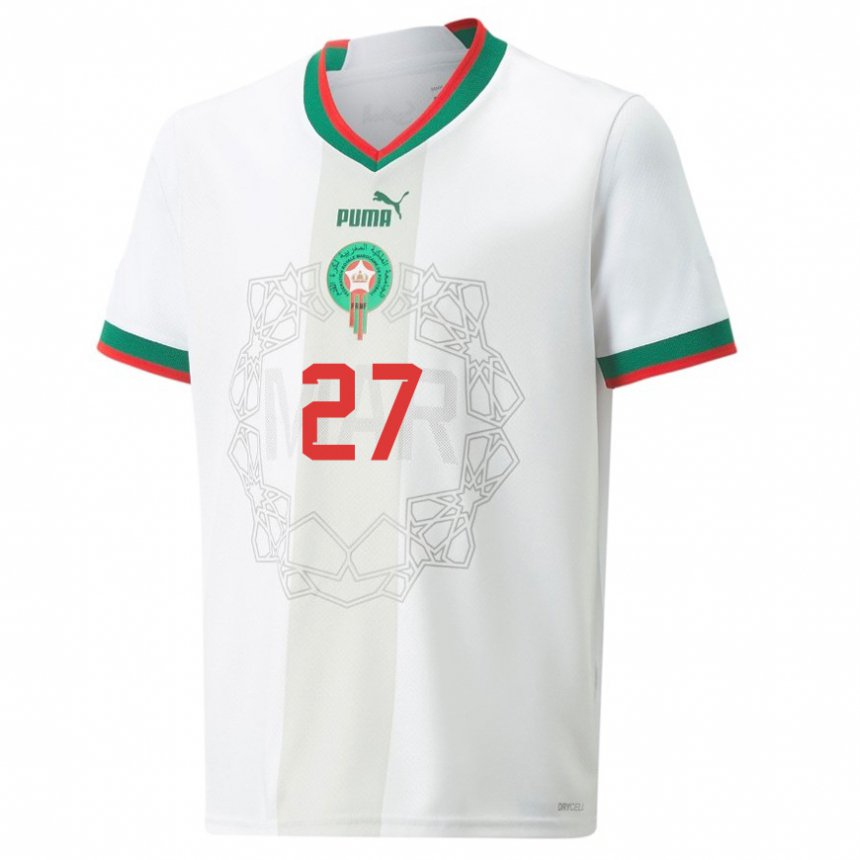 Homme Maillot Maroc Soufiane Rahimi #27 Blanc Tenues Extérieur 22-24 T-shirt Suisse