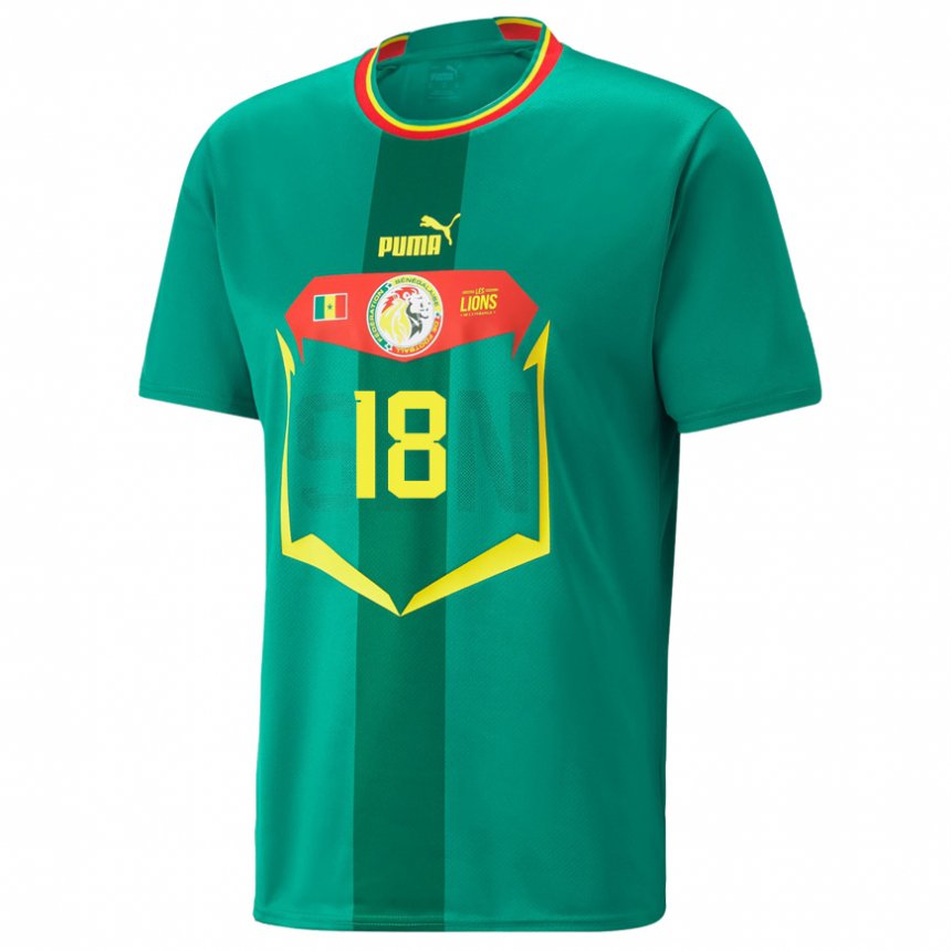 Homme Maillot Sénégal Ismaila Sarr #18 Verte Tenues Extérieur 22-24 T-shirt Suisse