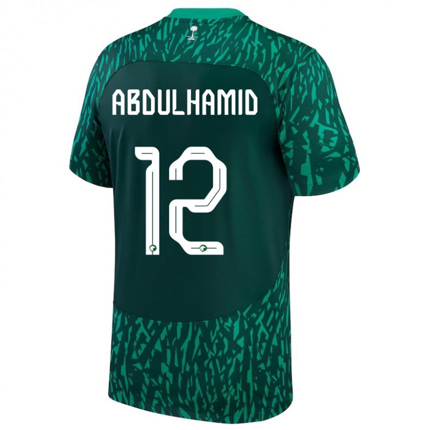 Herren Saudi-arabische Saud Abdulhamid #12 Dunkelgrün Auswärtstrikot Trikot 22-24 T-shirt Schweiz