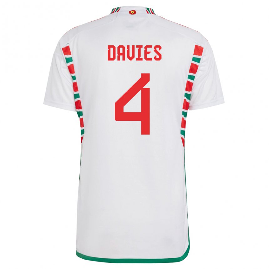 Herren Walisische Ben Davies #4 Weiß Auswärtstrikot Trikot 22-24 T-shirt Schweiz