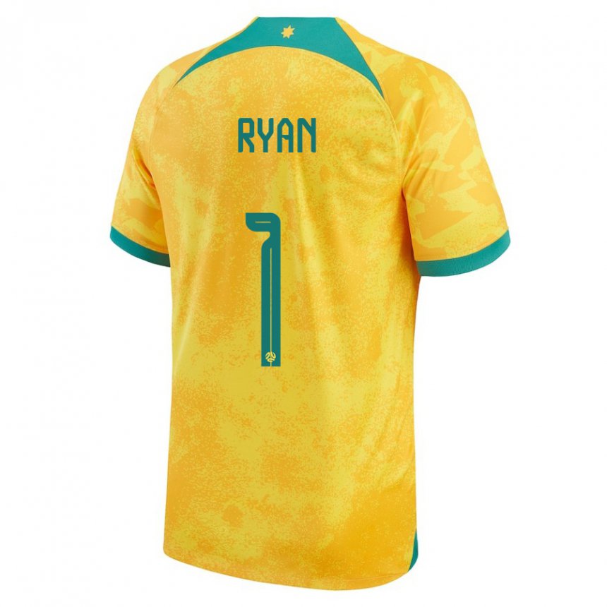 Damen Australische Mathew Ryan #1 Gold Heimtrikot Trikot 22-24 T-shirt Schweiz