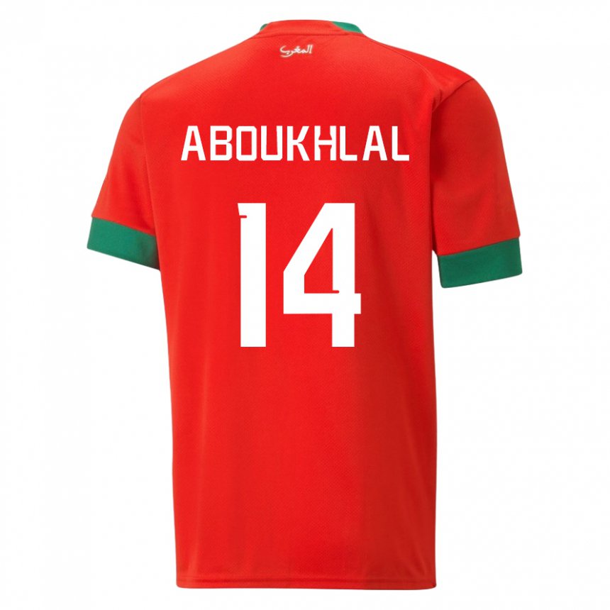 Damen Marokkanische Zakaria Aboukhlal #14 Rot Heimtrikot Trikot 22-24 T-shirt Schweiz