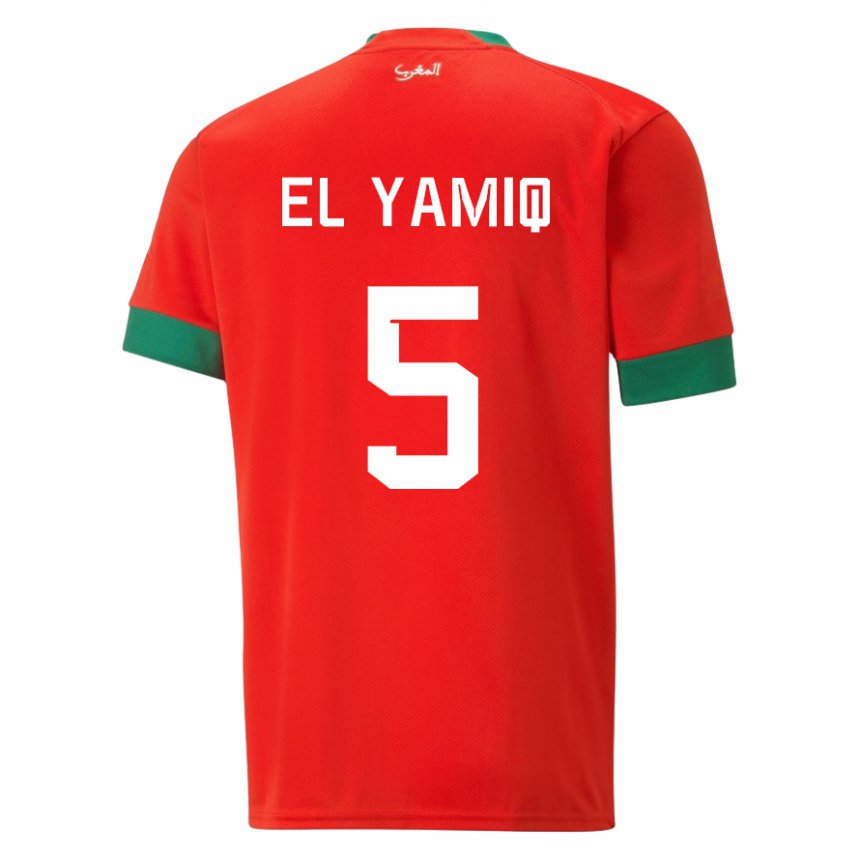 Damen Marokkanische Jawad El Yamiq #5 Rot Heimtrikot Trikot 22-24 T-shirt Schweiz
