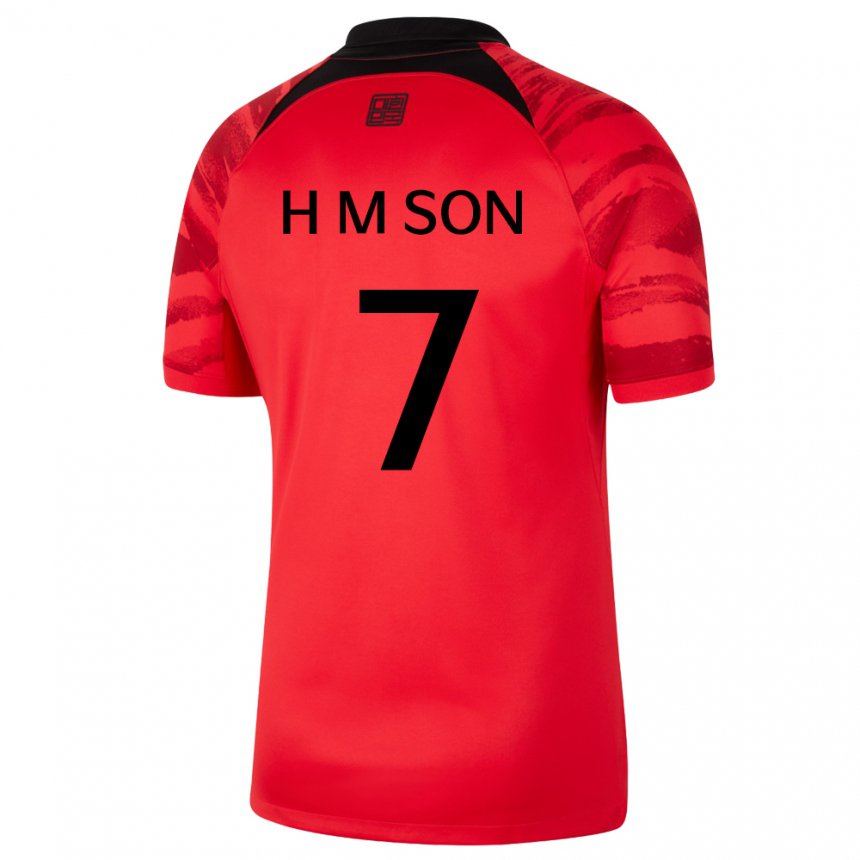 Damen Südkoreanische Heung-min Son #7 Rot Schwarz Heimtrikot Trikot 22-24 T-shirt Schweiz