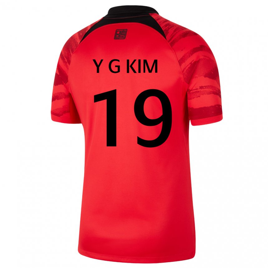 Damen Südkoreanische Young-gwon Kim #19 Rot Schwarz Heimtrikot Trikot 22-24 T-shirt Schweiz