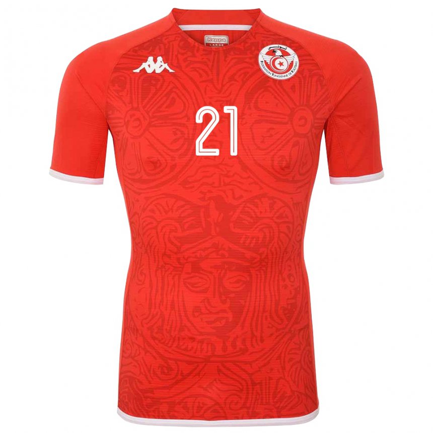 Femme Maillot Tunisie Hamza Mathlouthi #21 Rouge Tenues Domicile 22-24 T-shirt Suisse