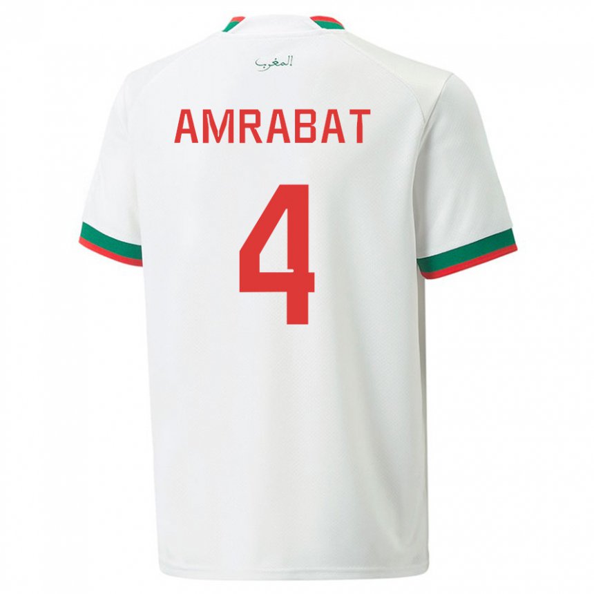 Damen Marokkanische Soufiane Amrabat #4 Weiß Auswärtstrikot Trikot 22-24 T-shirt Schweiz