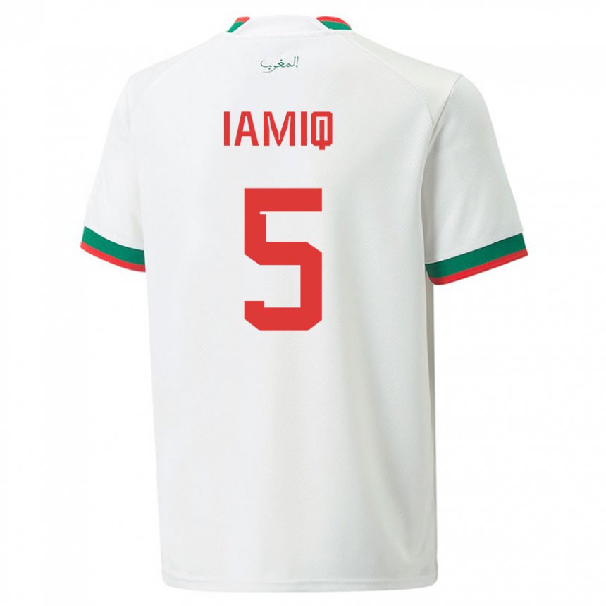 Femme Maillot Maroc Jawad Iamiq #5 Blanc Tenues Extérieur 22-24 T-shirt Suisse