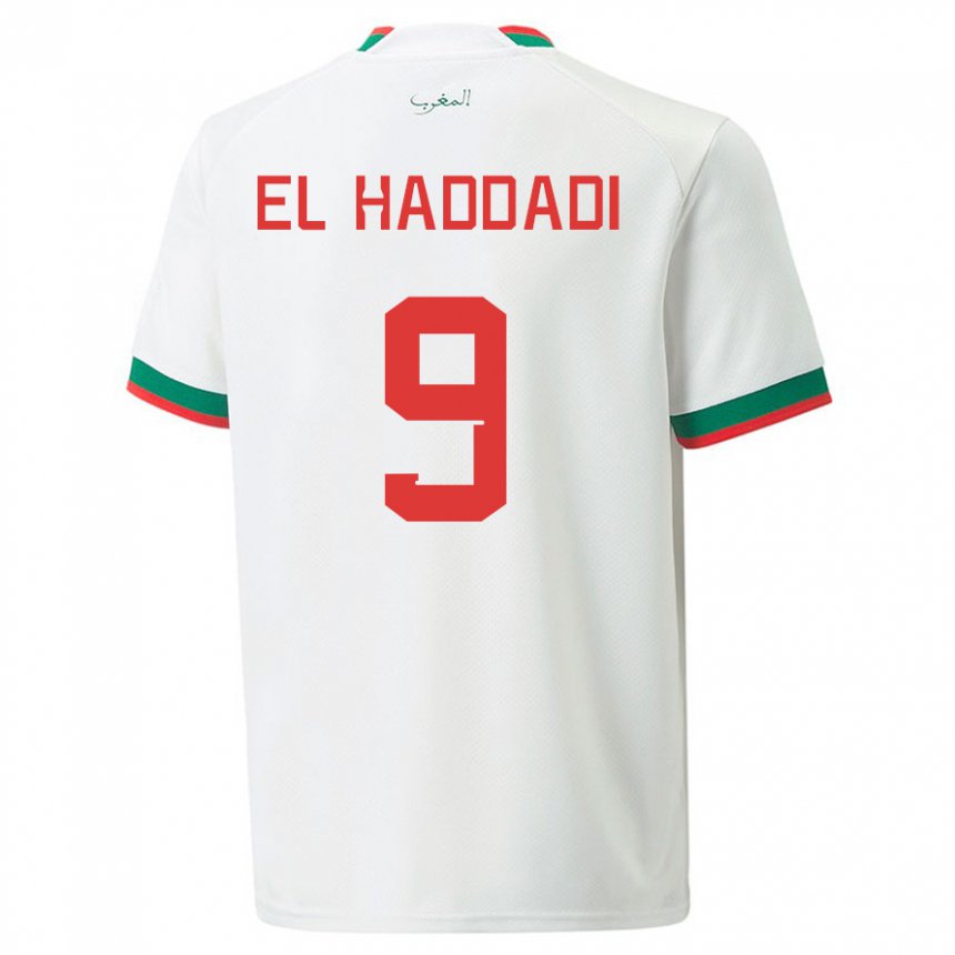 Femme Maillot Maroc Munir El Haddadi #9 Blanc Tenues Extérieur 22-24 T-shirt Suisse