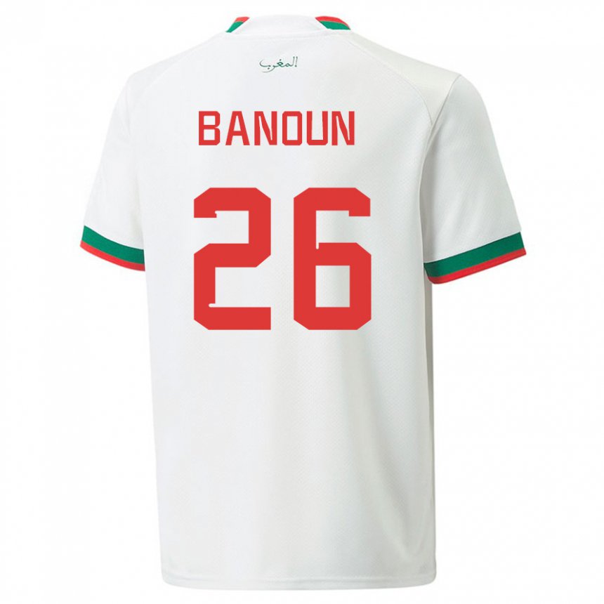 Femme Maillot Maroc Badr Banoun #26 Blanc Tenues Extérieur 22-24 T-shirt Suisse