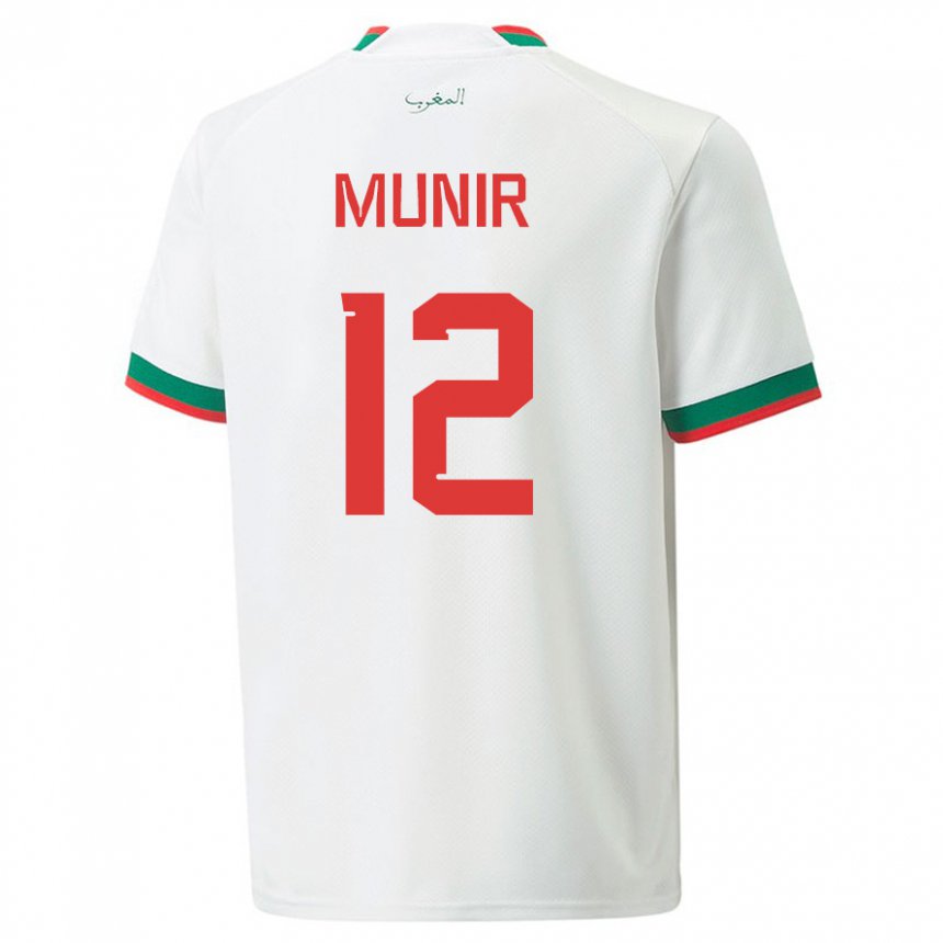 Damen Marokkanische Munir #12 Weiß Auswärtstrikot Trikot 22-24 T-shirt Schweiz