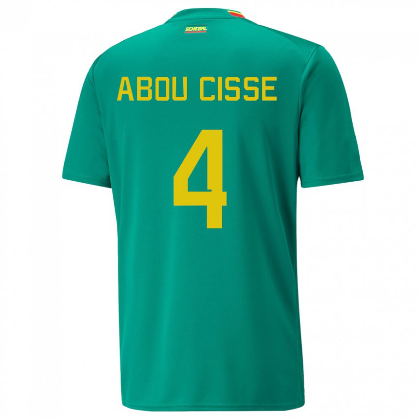 Femme Maillot Sénégal Pape Abou Cisse #4 Verte Tenues Extérieur 22-24 T-shirt Suisse