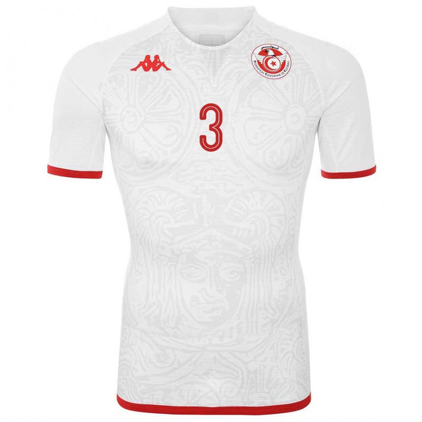 Femme Maillot Tunisie Montassar Talbi #3 Blanc Tenues Extérieur 22-24 T-shirt Suisse