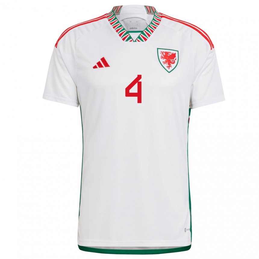 Damen Walisische Ben Davies #4 Weiß Auswärtstrikot Trikot 22-24 T-shirt Schweiz