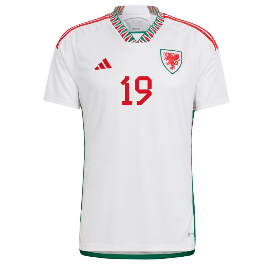 Damen Walisische Mark Harris #19 Weiß Auswärtstrikot Trikot 22-24 T-shirt Schweiz