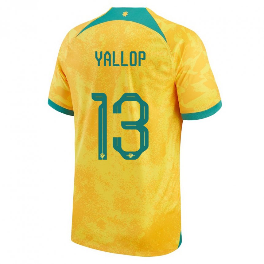 Enfant Maillot Australie Tameka Yallop #13 Doré Tenues Domicile 22-24 T-shirt Suisse