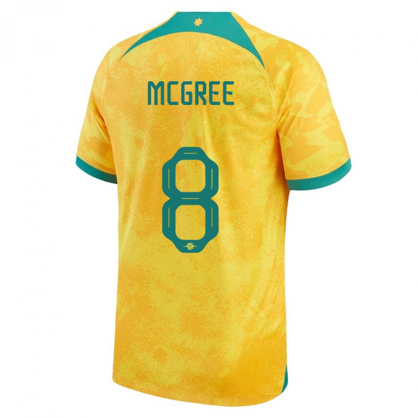 Enfant Maillot Australie Riley Mcgree #8 Doré Tenues Domicile 22-24 T-shirt Suisse