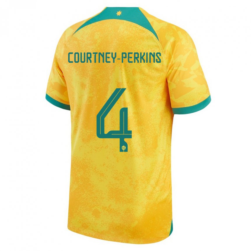 Enfant Maillot Australie Jordan Courtney Perkins #4 Doré Tenues Domicile 22-24 T-shirt Suisse