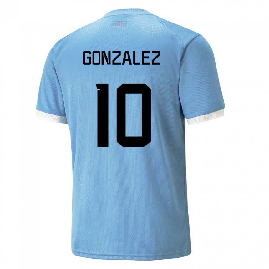 Enfant Maillot Uruguay Franco Gonzalez #10 Bleu Tenues Domicile 22-24 T-shirt Suisse