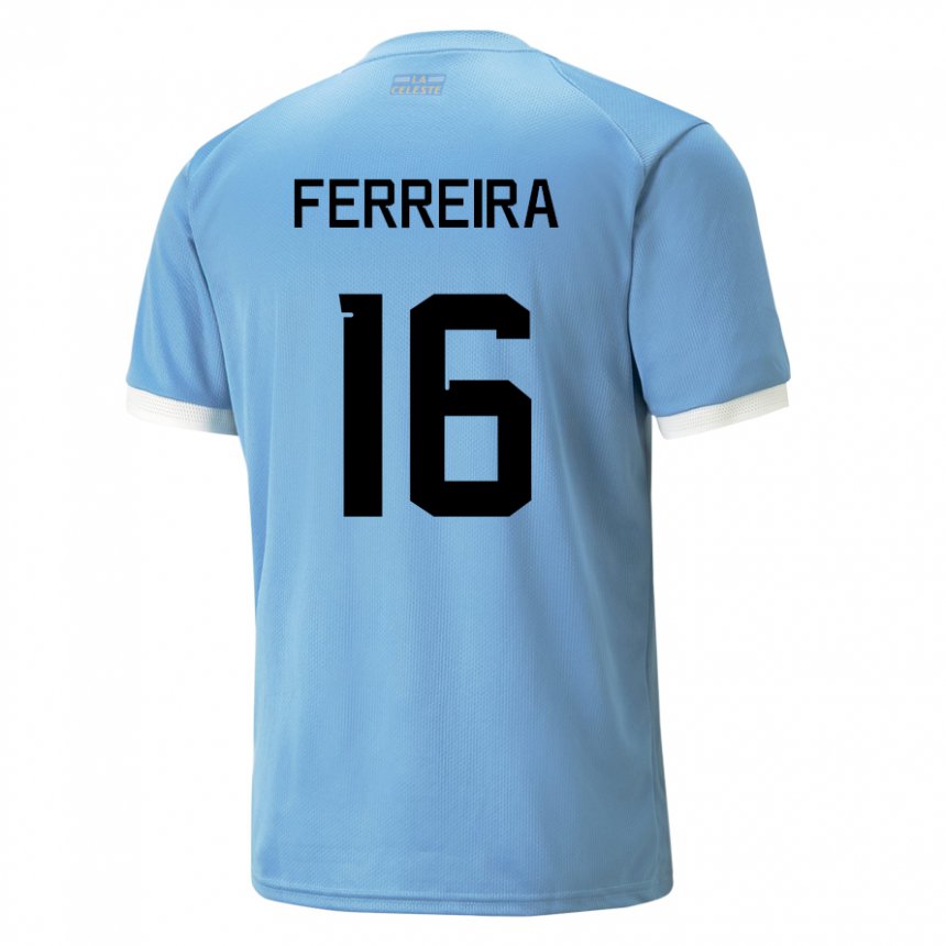 Enfant Maillot Uruguay Joaquin Ferreira #16 Bleu Tenues Domicile 22-24 T-shirt Suisse