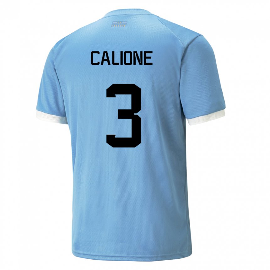 Enfant Maillot Uruguay Paolo Calione #3 Bleu Tenues Domicile 22-24 T-shirt Suisse
