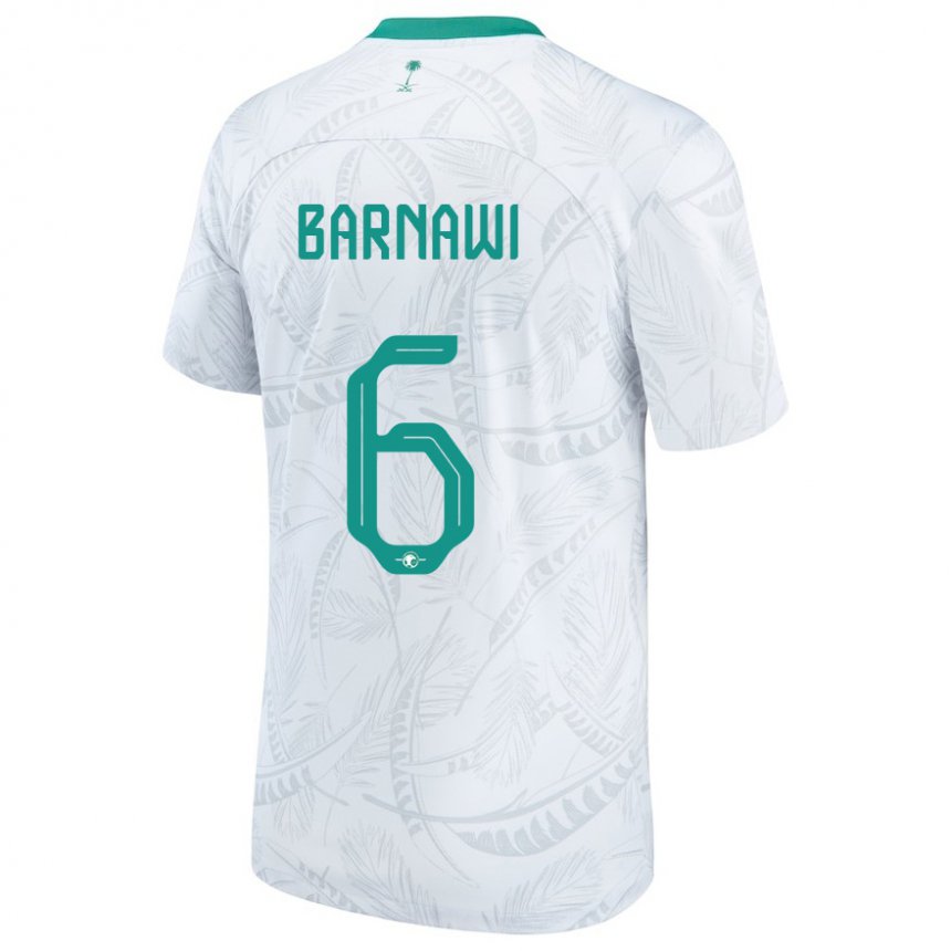 Enfant Maillot Arabie Saoudite Mohammed Barnawi #6 Blanc Tenues Domicile 22-24 T-shirt Suisse
