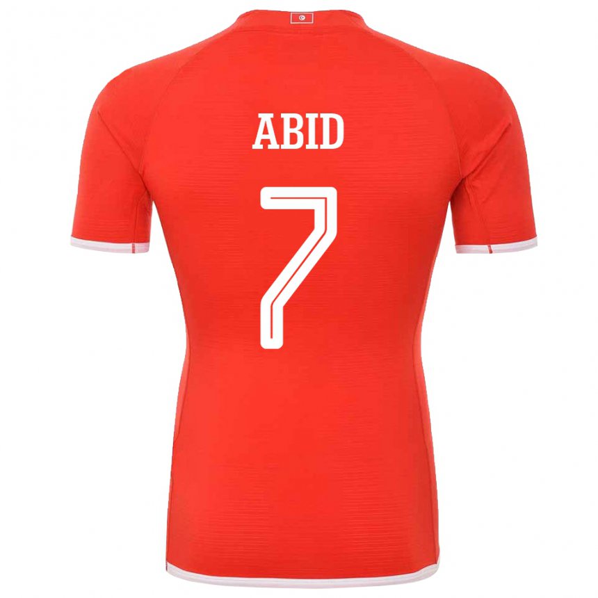 Enfant Maillot Tunisie Aziz Abid #7 Rouge Tenues Domicile 22-24 T-shirt Suisse