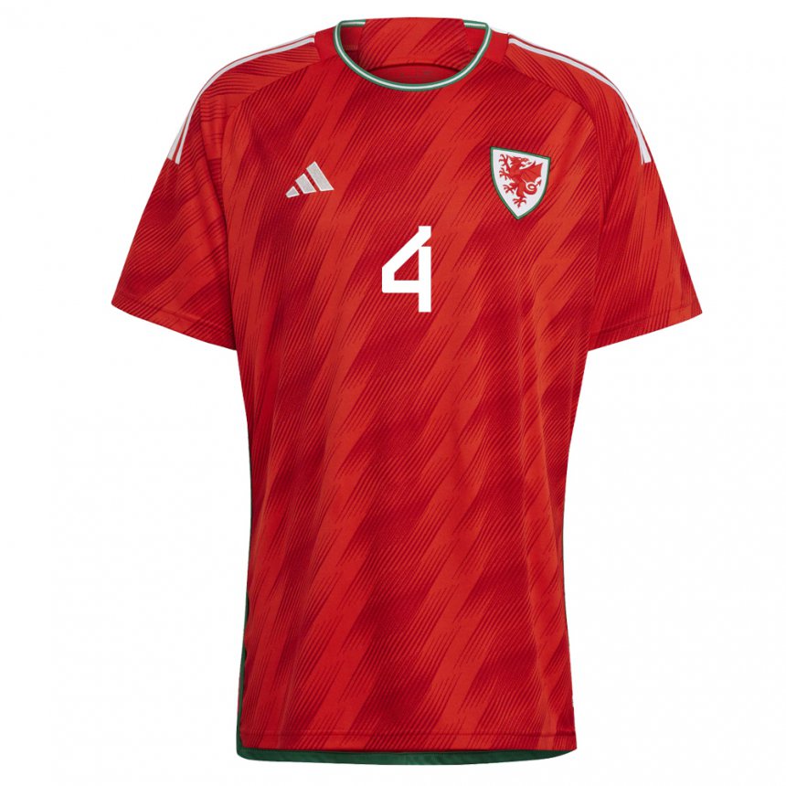 Enfant Maillot Pays De Galles Sophie Ingle #4 Rouge Tenues Domicile 22-24 T-shirt Suisse