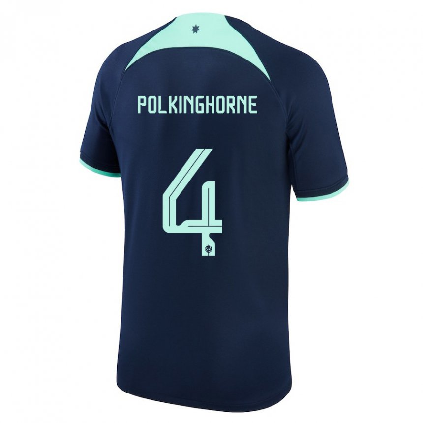 Kinder Australische Clare Polkinghorne #4 Dunkelblau Auswärtstrikot Trikot 22-24 T-shirt Schweiz