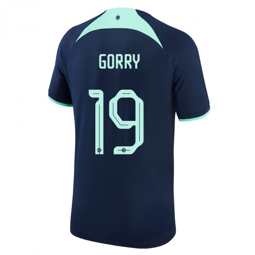 Enfant Maillot Australie Katrina Gorry #19 Bleu Foncé Tenues Extérieur 22-24 T-shirt Suisse