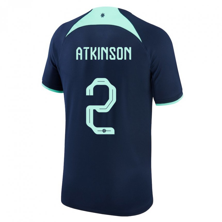 Enfant Maillot Australie Nathaniel Atkinson #2 Bleu Foncé Tenues Extérieur 22-24 T-shirt Suisse