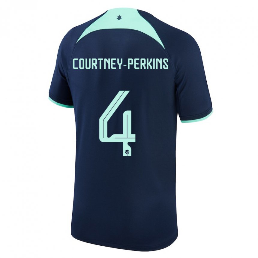 Kinder Australische Jordan Courtney Perkins #4 Dunkelblau Auswärtstrikot Trikot 22-24 T-shirt Schweiz