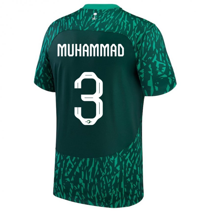 Kinder Saudi-arabische Lin Muhammad #3 Dunkelgrün Auswärtstrikot Trikot 22-24 T-shirt Schweiz