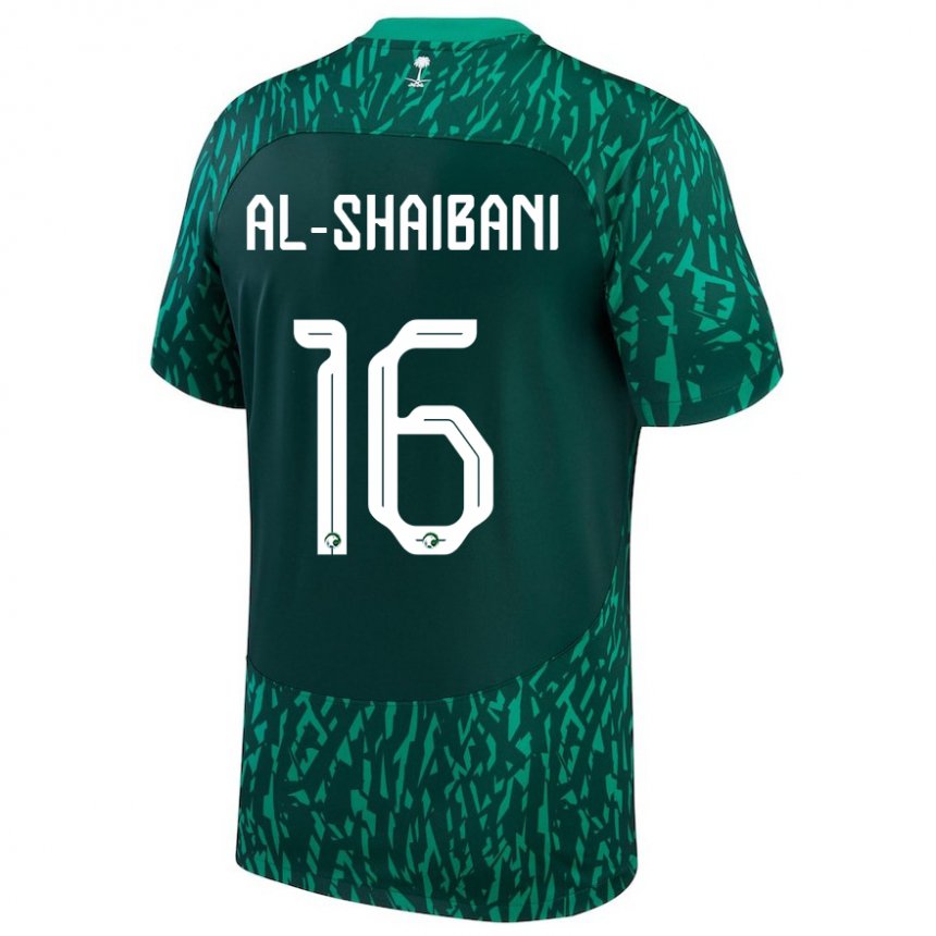 Enfant Maillot Arabie Saoudite Asrar Al Shaibani #16 Vert Foncé Tenues Extérieur 22-24 T-shirt Suisse