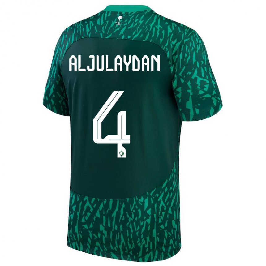 Enfant Maillot Arabie Saoudite Ahmed Aljulaydan #4 Vert Foncé Tenues Extérieur 22-24 T-shirt Suisse