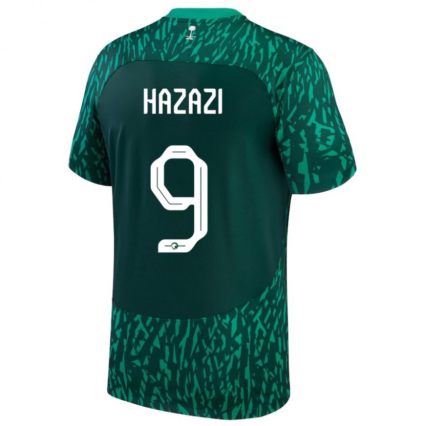 Enfant Maillot Arabie Saoudite Sulaiman Hazazi #9 Vert Foncé Tenues Extérieur 22-24 T-shirt Suisse