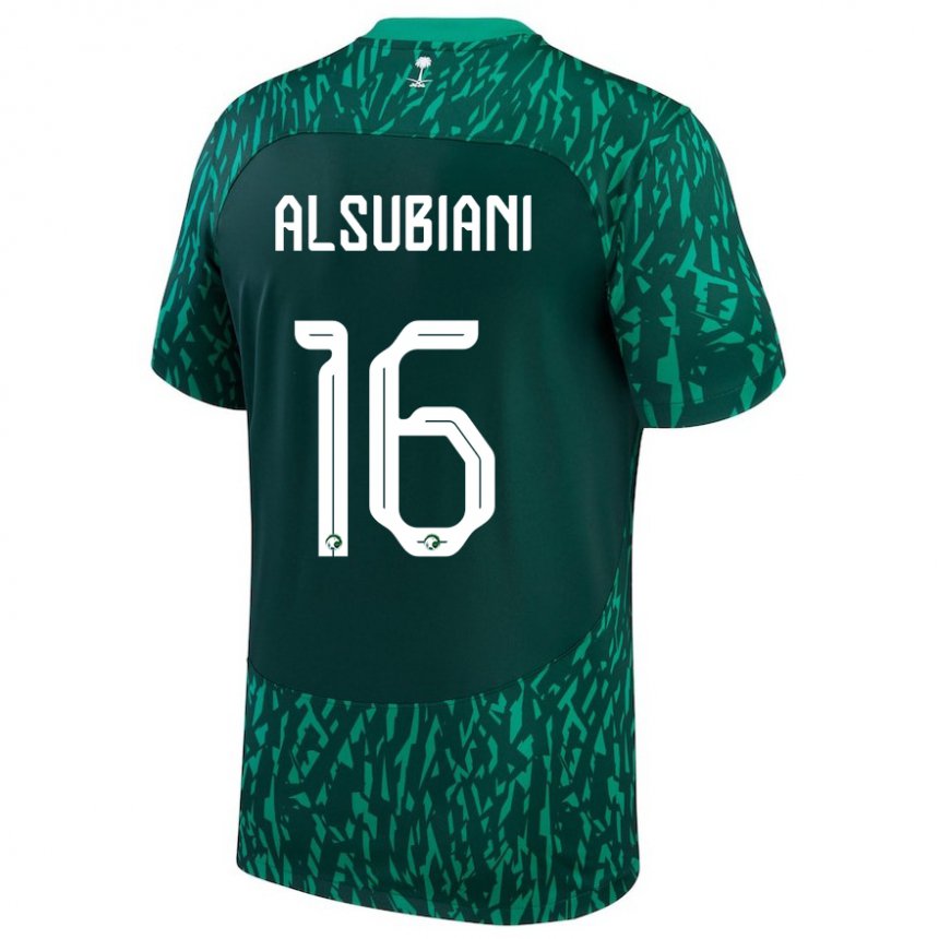 Enfant Maillot Arabie Saoudite Faisal Alsubiani #16 Vert Foncé Tenues Extérieur 22-24 T-shirt Suisse